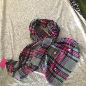 Betsey Johnson pink plaid scarf